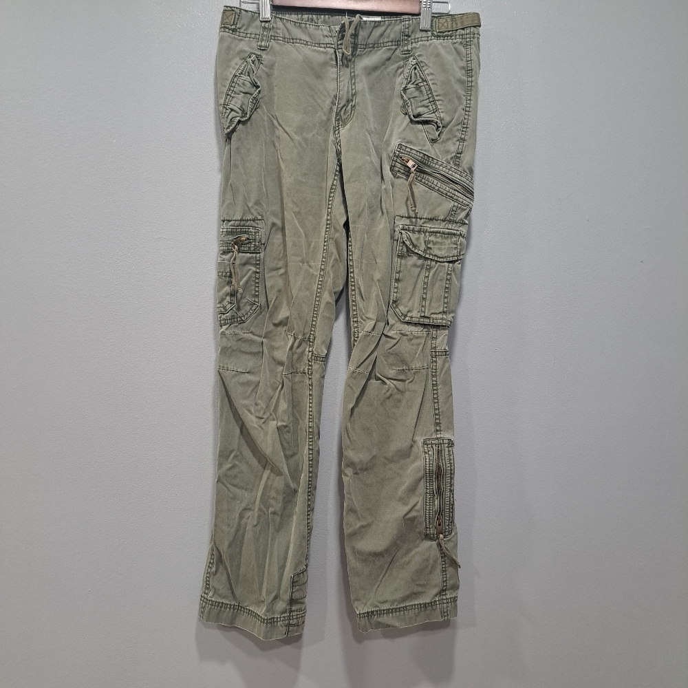 H&M L.O.G.G. Womens 8 Green Cargo Utility Pants READ‎